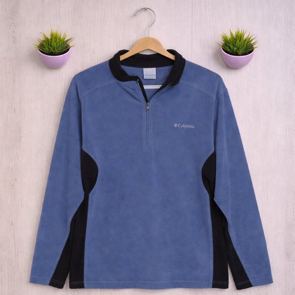 Columbia 1/4 Zip Pullover Men’s XL Blue Black Fleece Lightweight Outdoor